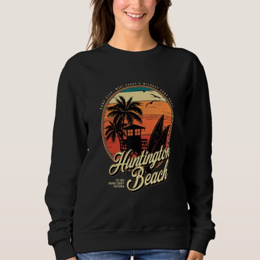 Huntington Beach Surf City West Coastu2019s Wildes スウェットシャツ (正面)