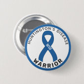 Huntington's Disease Warrior Ribbon White Button 缶バッジ (正面&裏面)