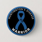 Huntington's Disease Warrior Ribbon White Button 缶バッジ (正面)