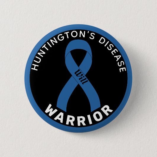 Huntington's Disease Warrior Ribbon White Button 缶バッジ (正面)