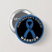 Huntington's Disease Warrior Ribbon White Button 缶バッジ (正面&裏面)