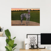 HUNTSMAN有名実在なグレイハウンド犬 ポスター (ホームオフィス)