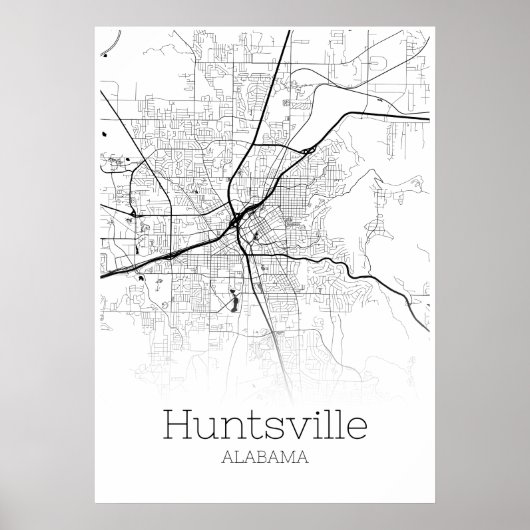 Huntsville Map - Alabama - City Map Poster ポスター (正面)