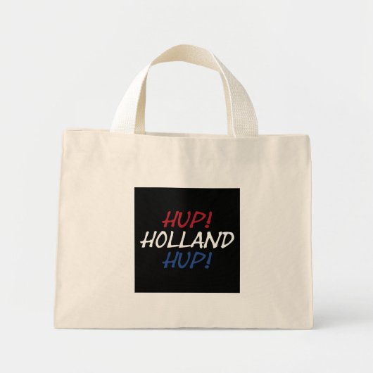 Hup Holland Hupがbk tcnt上のNLD国旗にオーバーレイ ミニトートバッグ (正面)
