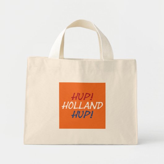 Hup Holland HupがNLDフラグの上またはttcntにオーバーレイ ミニトートバッグ (正面)