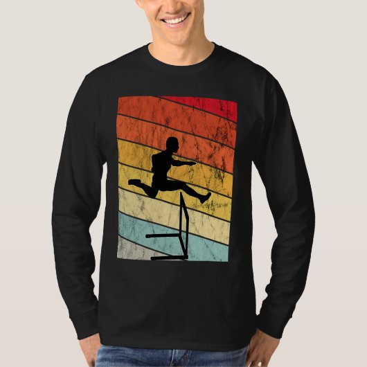 Hurdles Retro Vintage Sunset Hurdles Runner Tシャツ (正面)