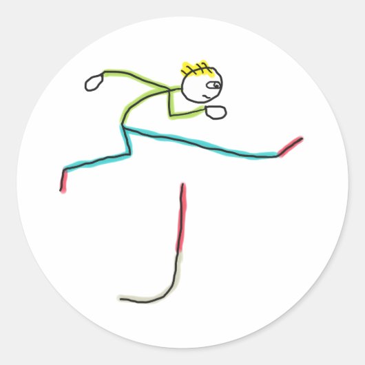 Hurdling Stickman ラウンドシール (正面)