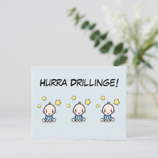 Hurra Drillinge, Glückwunsch Geburt, 3 Jungs,   ポストカード