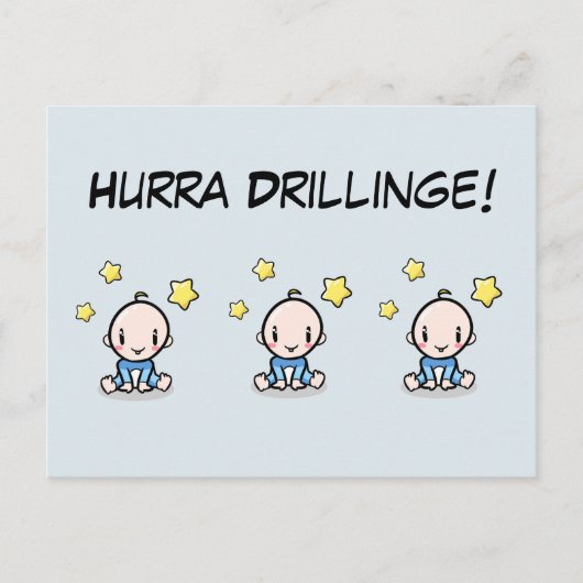 Hurra Drillinge, Glückwunsch Geburt, 3 Jungs,   ポストカード (正面)