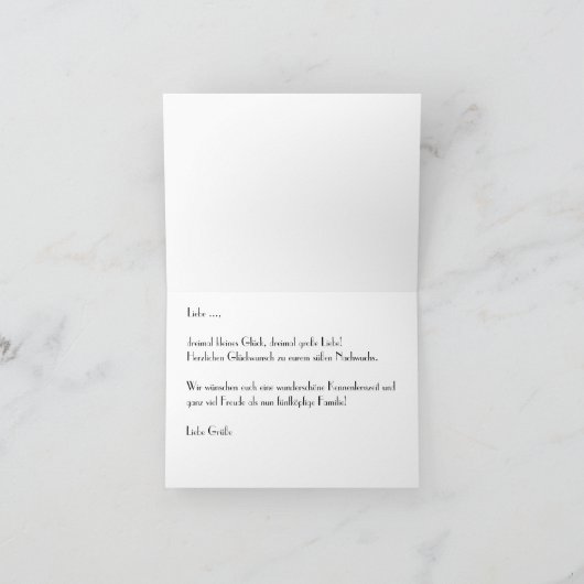 Hurra Drillinge, Glückwünsche Geburt, mit Text, カード (内部)