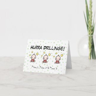 Hurra Drillinge, Glückwünsche Geburt, mit Text,  カード
