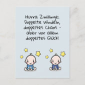 Hurra Zwillinge, Glückwunsch Geburt, 2 Jungs, ポストカード (正面)
