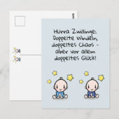 Hurra Zwillinge, Gluckwunsch Geburt, 2 Jungs, ポストカード (正面/裏面)