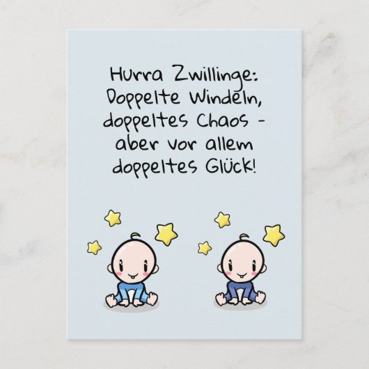 Hurra Zwillinge, Gluckwunsch Geburt, 2 Jungs, ポストカード (正面)