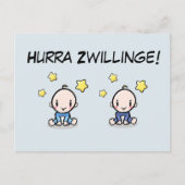 Hurra Zwillinge, Glückwunsch Geburt, 2 Jungs,   ポストカード (正面)