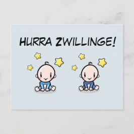 Hurra Zwillinge, Glückwunsch Geburt, 2 Jungs,   ポストカード