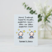 Hurra Zwillinge, Glückwunsch Geburt, mit Namen,   ポストカード (スタンド正面)