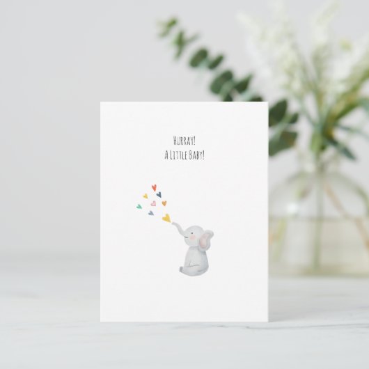 Hurray A Little Baby Cute Elephant Hearts Card ポストカード (スタンド正面)
