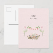 Hurray A Little Girl Cute Mouse With Flowers Card ポストカード (正面/裏面)