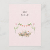 Hurray A Little Girl Cute Mouse With Flowers Card ポストカード (正面)