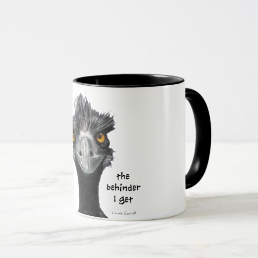 Hurrier私は私が得るBehinder、疲れさせたエミュー行きます マグカップ (正面右)