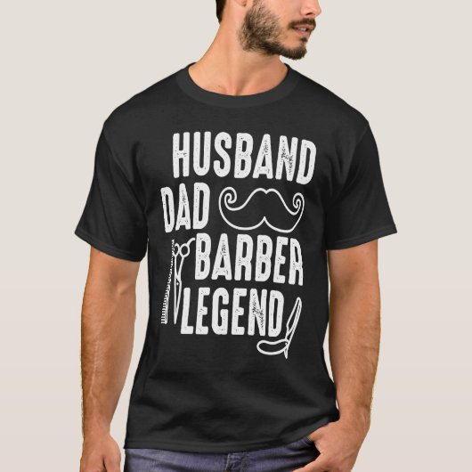 Husband Dad Barber Legend Hairstylist Hair Salon H Tシャツ (正面)