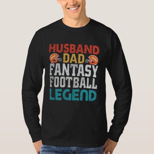 Husband Dad Fantasy Football Legend Men Retro Tシャツ (正面)