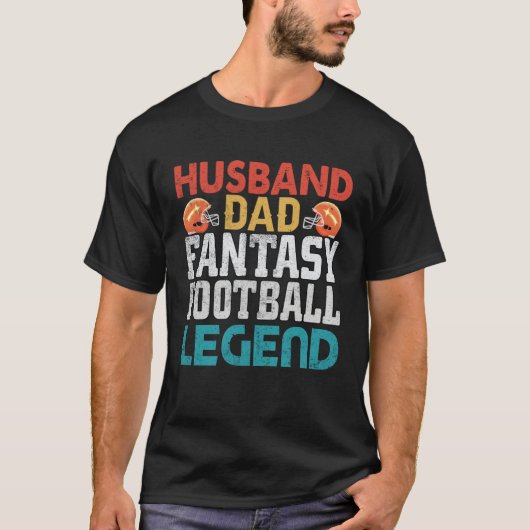 Husband Dad Fantasy Football Legend Men Retro Tシャツ (正面)