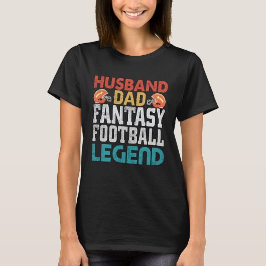 Husband Dad Fantasy Football Legend Men Retro Tシャツ (正面)