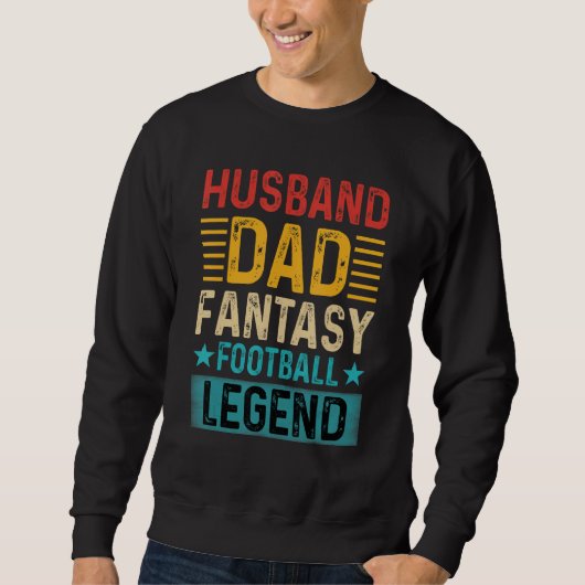 Husband Dad Fantasy Football Legend Retro Father s スウェットシャツ (正面)