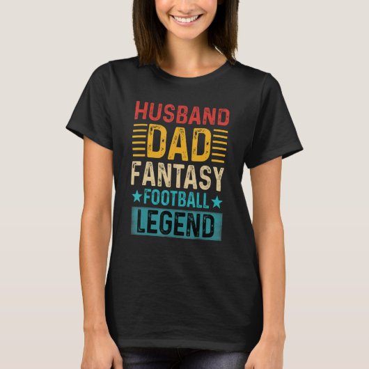 Husband Dad Fantasy Football Legend Retro Father s Tシャツ (正面)