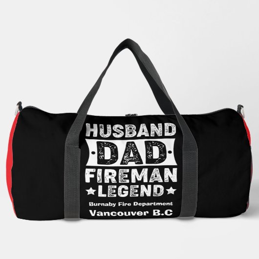 Husband Dad Fireman Legend Pride ダッフルバッグ (正面)