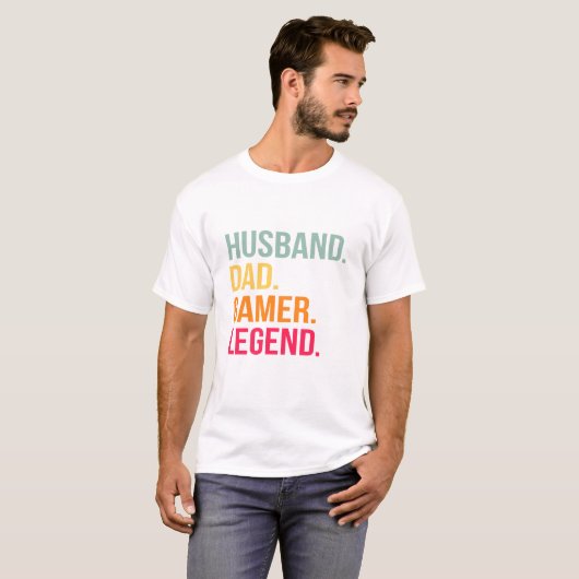 Husband Dad Gamer Legend Tシャツ (正面フル)