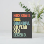 Husband Dad Grandpa 80 Year Old Legend 80 birthday ポストカード (スタンド正面)