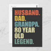 Husband Dad Grandpa 80 Year Old Legend 80 birthday ポストカード (正面/裏面)