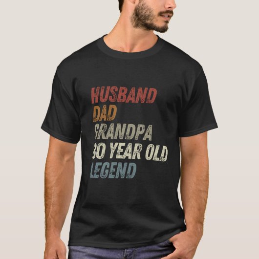 Husband Dad Grandpa 80 Year Old Legend 80th Birthd Tシャツ (正面)