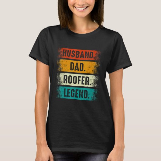 Husband Dad Roofer   Roofing Fathers Day Mens Tシャツ (正面)