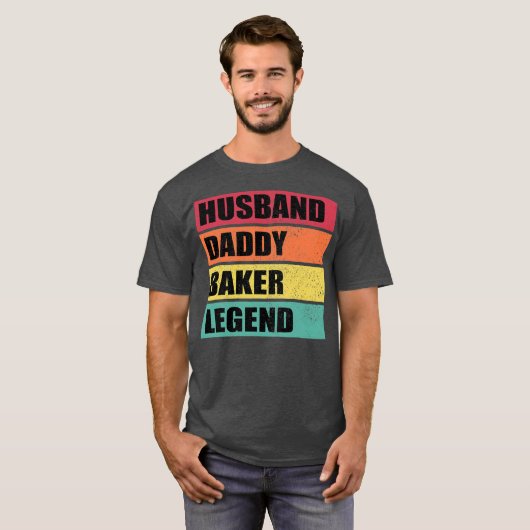 Husband Daddy Baker Legend Retro Father's Day  Tシャツ (正面フル)