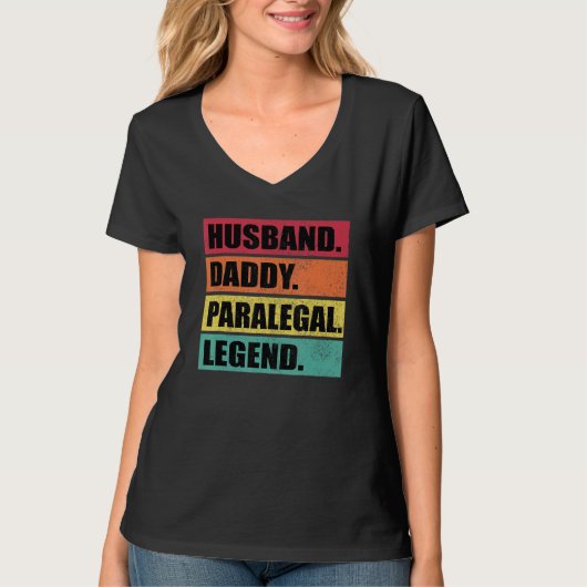 Husband Daddy Paralegal Legend Retro Father's Day Tシャツ (正面)