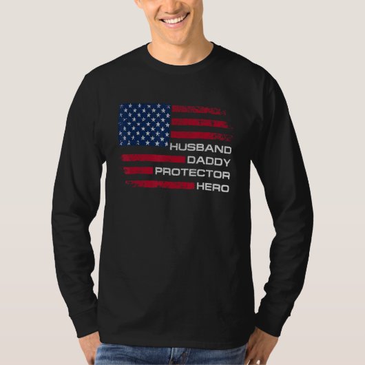 Husband Daddy Protector Hero Fathers Day Men Tシャツ (正面)