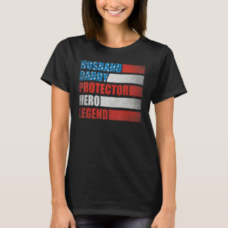 Husband Daddy Protector Hero Patriotic America 4th Tシャツ
