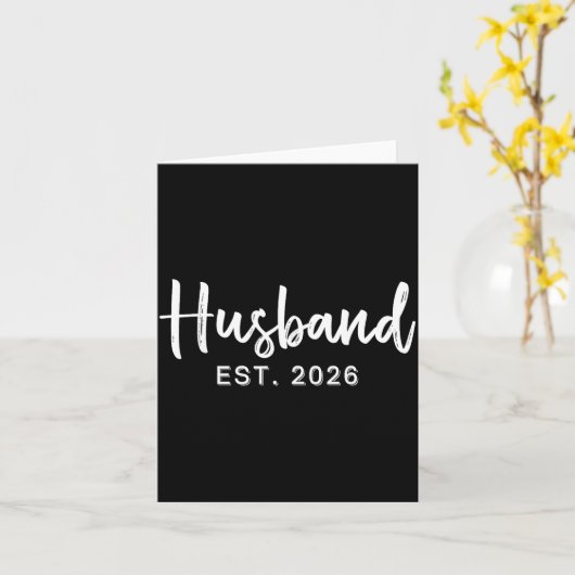 Husband Est 2026 Hubby Just Married Honeymoon Wedd カード (黄色い花)