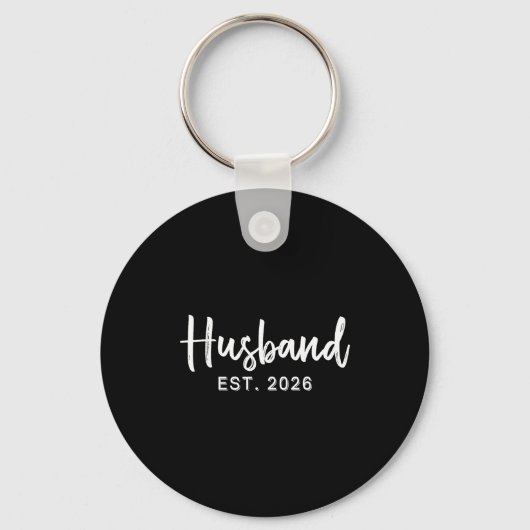 Husband Est 2026 Hubby Just Married Honeymoon Wedd キーホルダー (正面)