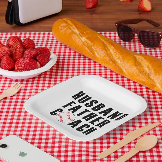 Husband Father Coach Baseball Dad Quote ペーパープレート
