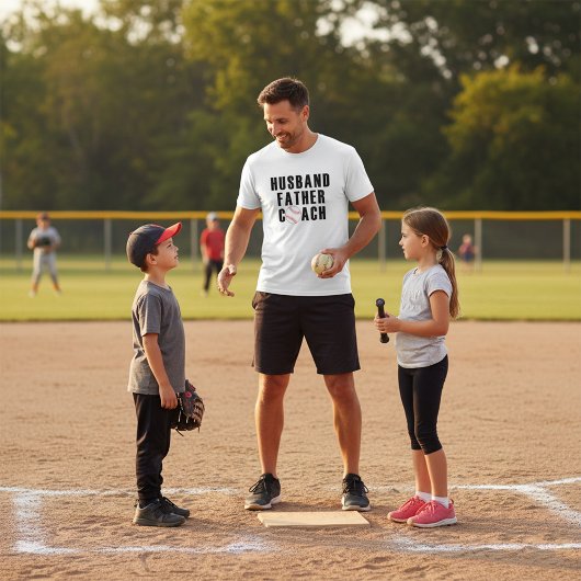 Husband Father Coach Baseball Dad Quote Tシャツ