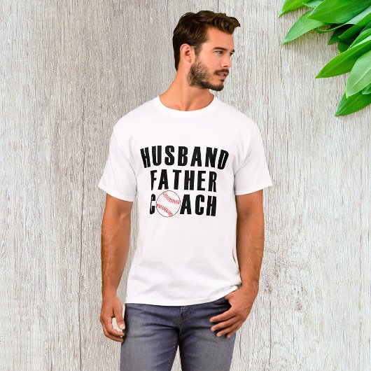 Husband Father Coach Baseball Dad Quote Tシャツ