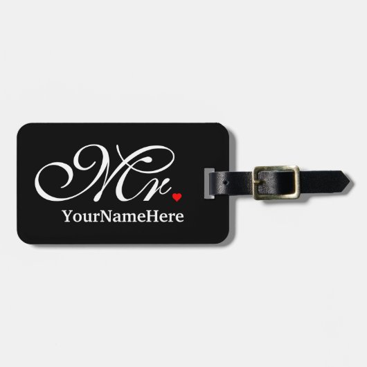 Husband Groom His Hersパーソナライズな氏は最近結婚します ラゲッジタグ (正面横)