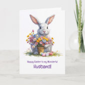 Husband Happy Easter with Cute Bunny カード (正面)