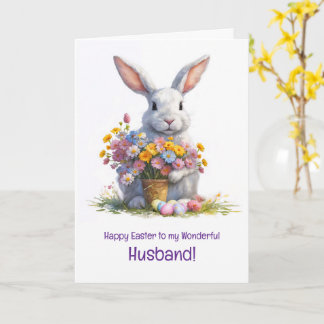 Husband Happy Easter with Cute Bunny カード