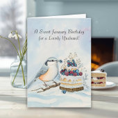 Husband Happy January Birthday Nuthatch  カード